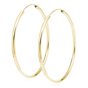 Cercei rotunzi argint Ø70 mm x 2 mm Creole placati cu aur galben DiAmanti KSZ2070EG-DIA (Argint 925‰ 6,6 g.)